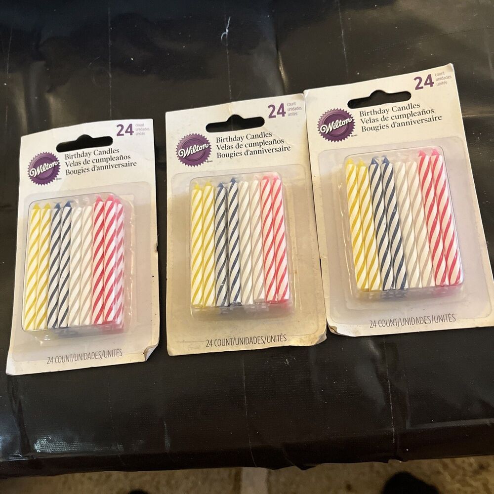 3 Pack - WILTON Birthday Candles 24 / 2.5" 4-Color Cake Candles, Wilton